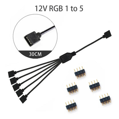 Sync Motherboard Cable 4PIN 12V RGB 3PIN 5V ARGB 1 to 2/1 to 3/1 to 4/1to 5 Extension line