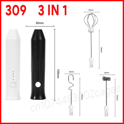 HOT  Electric Milk Frother + Egg Beater Wireless Type-C Charging 3 Speeds Mini Handheld Foam Maker Coffee Whisk Cooking Tools