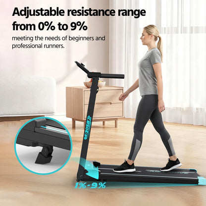 3-in-1 Folding Treadmill Walking Pad, 3.0 HP Quiet Motor, 9% Adjustable Incline, Max 14km/h, LCD Monitor & Safety Warn