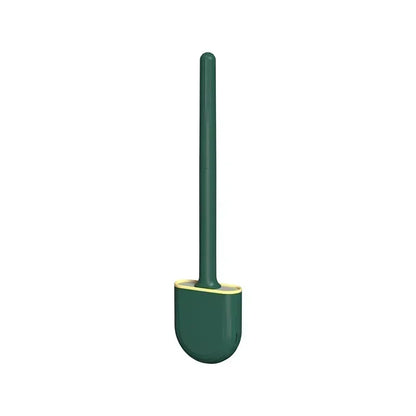 Toilet Brush Water Leak Proof With base Silicone Wc Flat Head Flexible Soft Bristles Brush with Quick Drying Holder Set