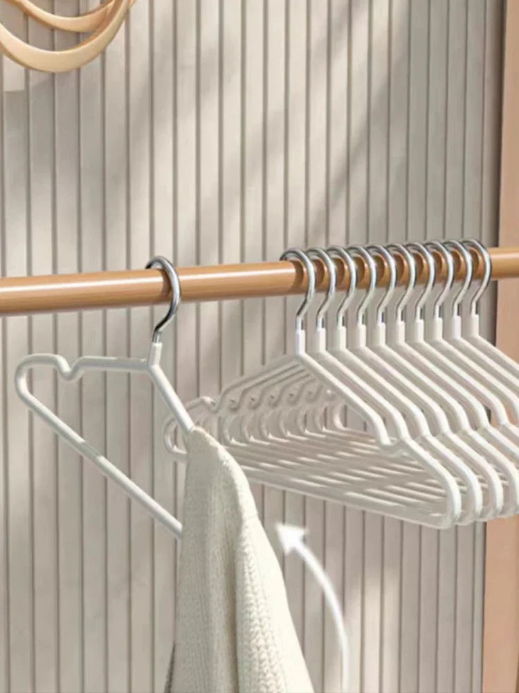 10pcs- Metal Traceless No-slip Clothes Hangers, Durable Strong Clothes Racks, Household Space Saver For Organization Of Bedroom,