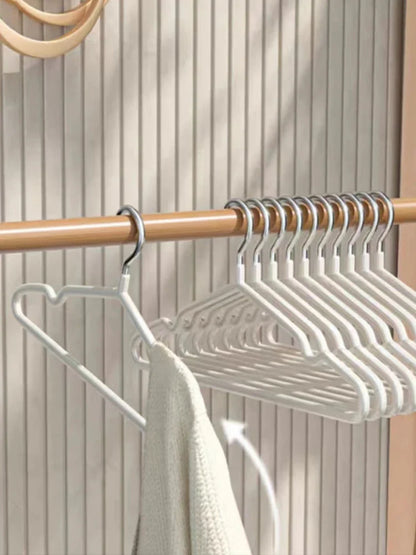 10pcs- Metal Traceless No-slip Clothes Hangers, Durable Strong Clothes Racks, Household Space Saver For Organization Of Bedroom,