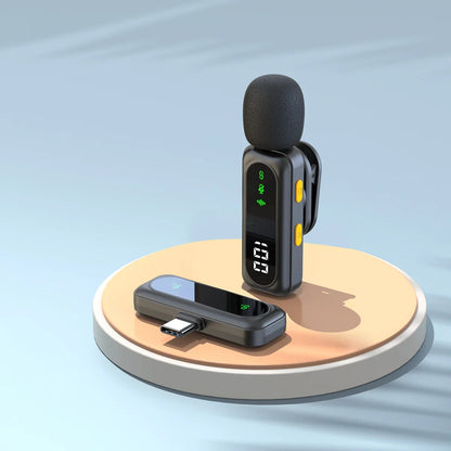 J21 Wireless Lavalier Lapel Microphone Audio Video Recording Mini Mic for iPhone Android Mic Portable Noise Reduction Vlog  Live