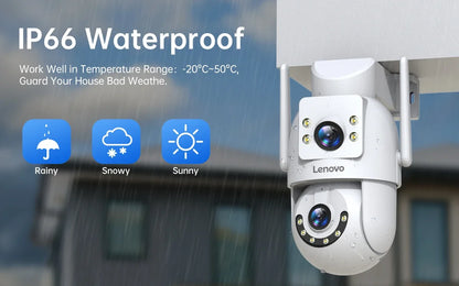Lenovo Outdoor Security Camera 4K HD IP Camera  with Dual Lens PTZ Color Night Vision CCTV Video Surveillance Protection