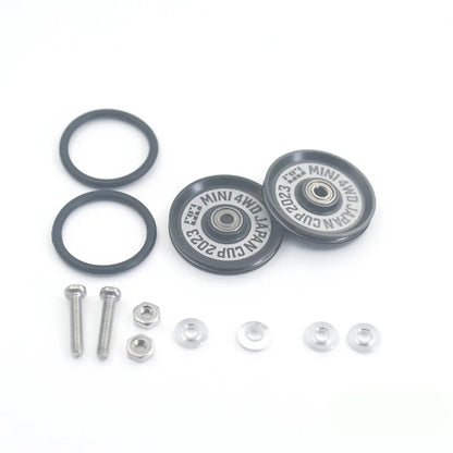 2pcs 15418 13-12mm Aluminum Alloy Guide Rollers 15461/15426 2023Jcup 95160 19mm Roller With Rubber Ring Tamiya Mini 4WD Homemade