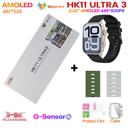 Upgrade Hk11 Ultra 3 Gen2 SmartWatch 4GB ROM AI ROBOT AMOLED Network 49mm G-Sensor ChatGPT NFC Compass GPS 3D Menu Music Watch