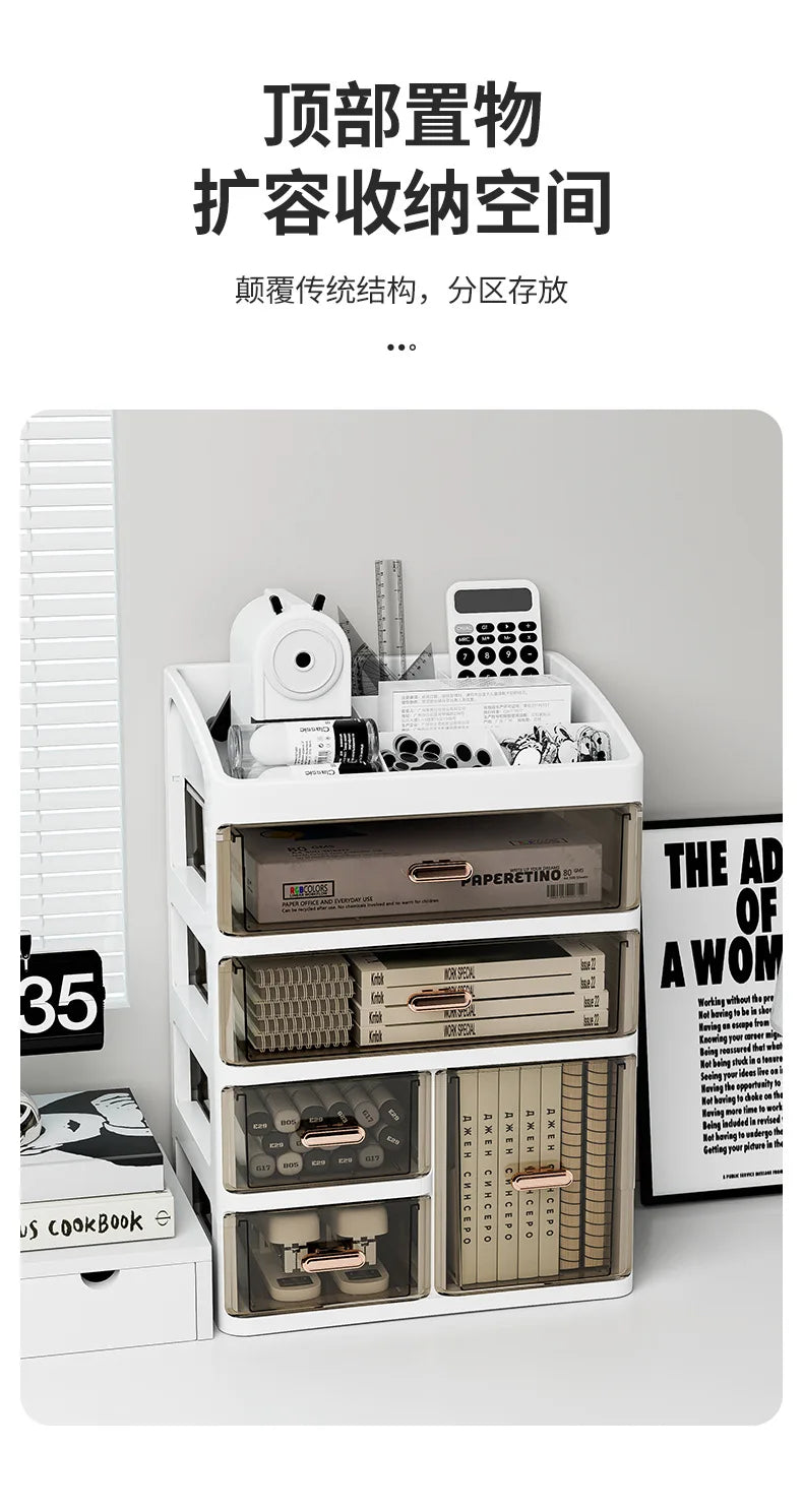 Desktop Large Capacity Storage Box Makeup Table Skincare Organizer Multi-Layer Drawer Storage Box for Students