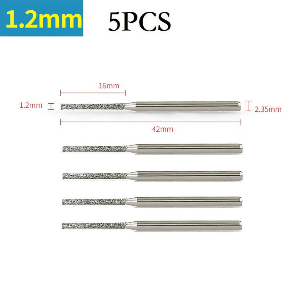 5pcs 0.8-2.5mm Diamond Coated Drill Bits 2.35mm Shank Glass Jade Amber Jewelry Diamond Drill Bits For Drilling Glass Woodworking
