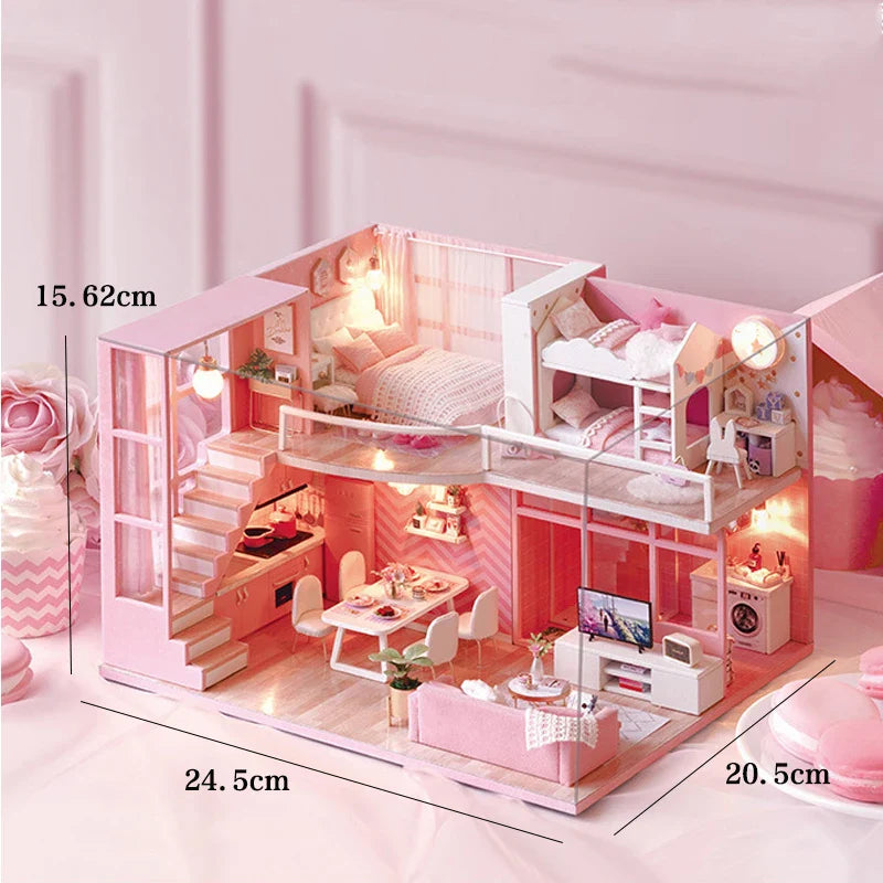 DIY Doll Houses Kits 3D Wooden Puzzles Mini Doll House Assembly Building Furniture Handmade Toys For Kids Birthday Gifts