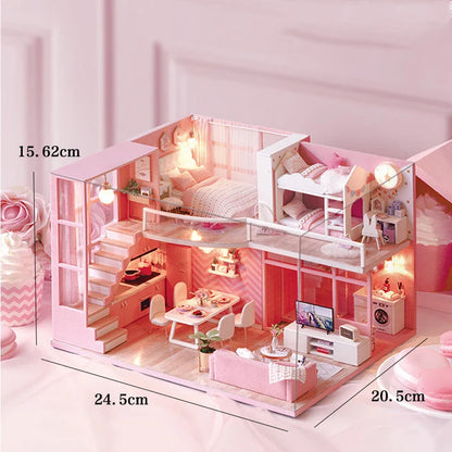 DIY Doll Houses Kits 3D Wooden Puzzles Mini Doll House Assembly Building Furniture Handmade Toys For Kids Birthday Gifts