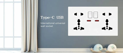 UK Standard 13A Switched Wall Socket with Dual USB Charger Ports LED Indicator Standard Size Easy Fit Wall Mounted USB Power