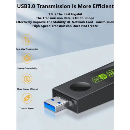 1300Mbps USB3.0 WiFi Adapter Dual Band 2.4G+5Ghz Wireless WiFi Dongle Antenna USB Ethernet Network Card Receiver for PC Desktop