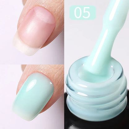 BORN PRETTY 15ml Jelly Nude Rubber Base Gel Natural Milky White Clear Semi permanent Self-Leveling Soak Off UV LED Gel Varnish