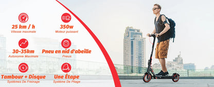 TODIMART T3 Electric Scooter 350W 7.5AH 36V 25KM/H Foldable E Scooter battery 8.5 inch Wheel EScooter For Adult Children