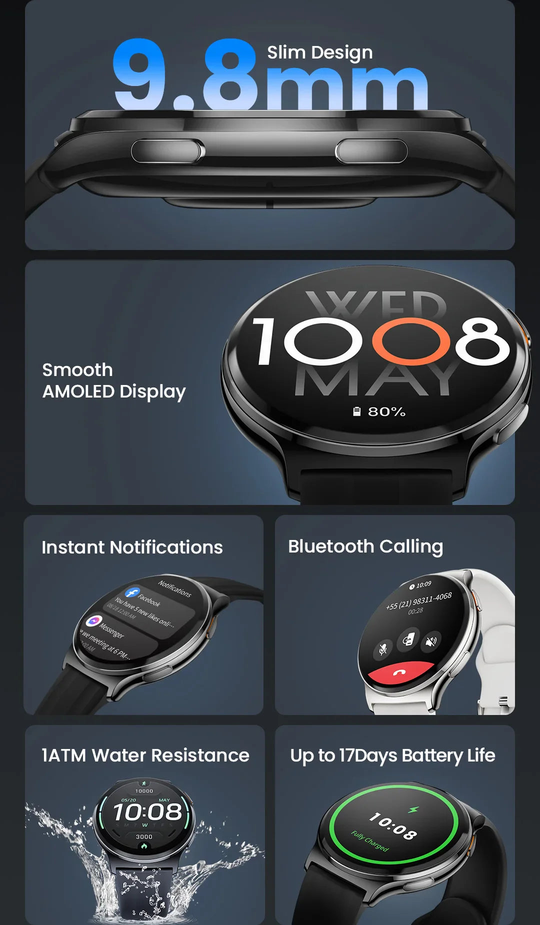 HAYLOU Solar Lite 2 Smartwatch 1.43'' AMOLED Display 24h Health Monitoring 150+ Sports Modes Voice Calling Smart Watch 1ATM