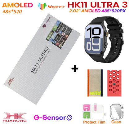 Upgrade Hk11 Ultra 3 Gen2 SmartWatch 4GB ROM AI ROBOT AMOLED Network 49mm G-Sensor ChatGPT NFC Compass GPS 3D Menu Music Watch