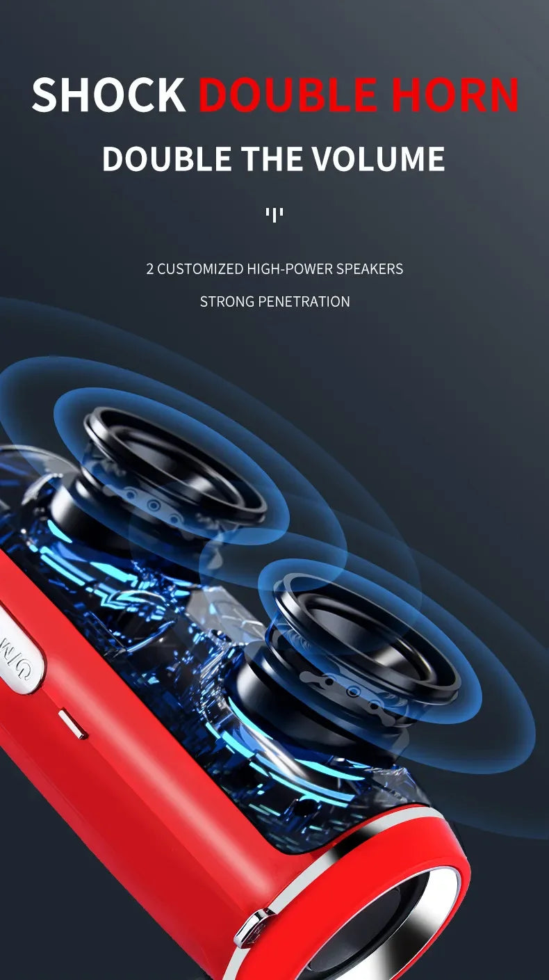 200W Peak Power Portable Bluetooth Speaker IPX7 Waterproof Outdoor HIFI Pillar Subwoofer Stereo Soundbox FM Radio TF Boom Box