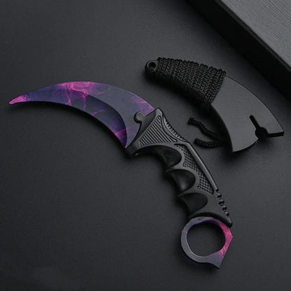 Unsharpened Safety Karambit Gift Knife Toy No Sharp Blade Cosplay Prop Plastic Training Knife for Role Play Game Collection