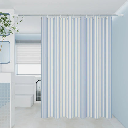 The classic blue and white striped dry-wet separation partition shower curtain is suitable for various decoration styles