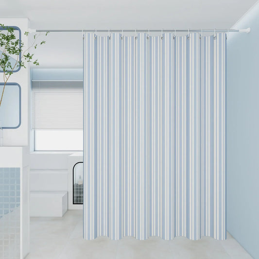 The classic blue and white striped dry-wet separation partition shower curtain is suitable for various decoration styles