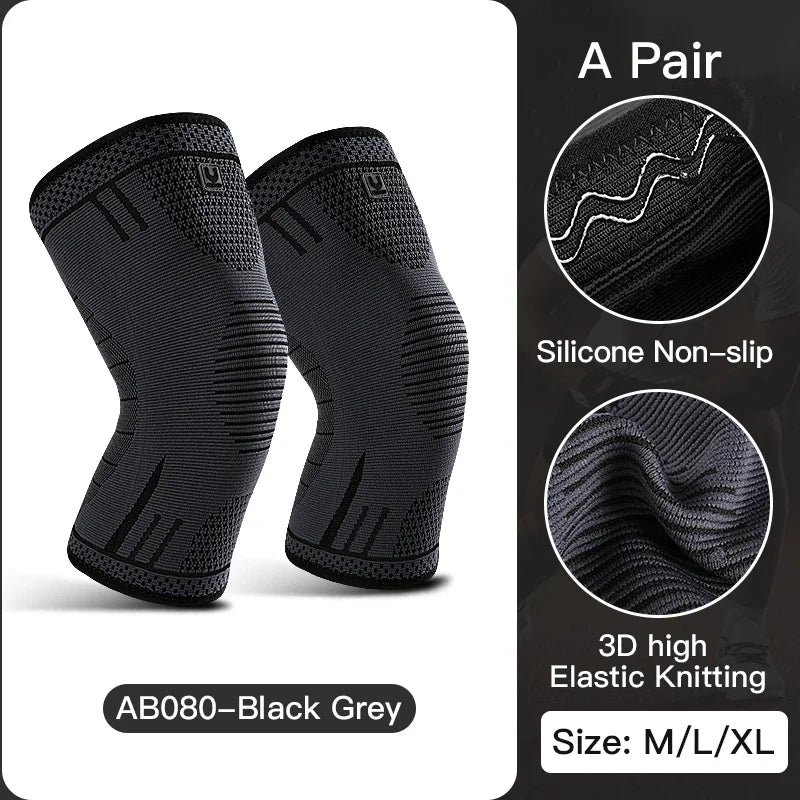 Compression Knee Support Sleeve - Elastic Breathable Brace for Sports Basketball Running Gym