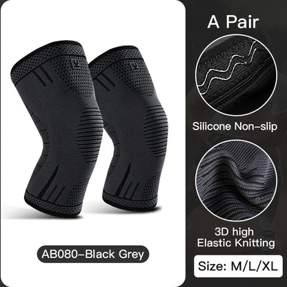 Compression Knee Support Sleeve - Elastic Breathable Brace for Sports Basketball Running Gym