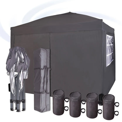 mcc direct Pop-up Gazebo 3m x 3m with Sides & 4 Weight Bags & Silver Protective Layer Waterproof Marquee Canopy WS