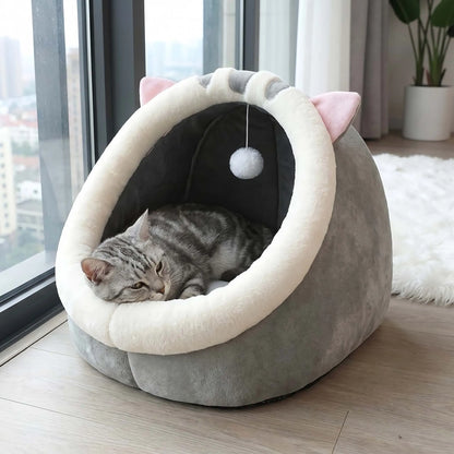 Cute And Soft Cat House Super Cat Bed Warm Deep Sleep Comfort  Cat Bed Pets Tent Cozy Cave Nest Small Dog Mat Bag