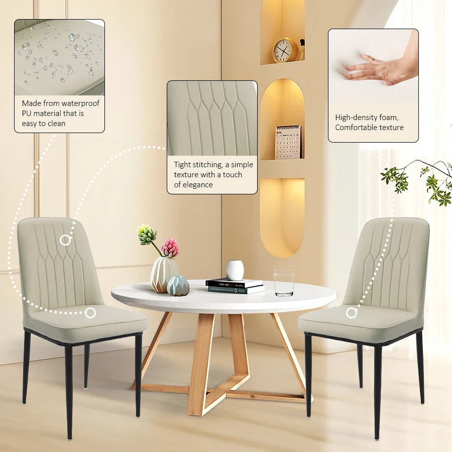 Durrafy High Back Dining Chairs 6-Piece Set, Modern Kitchen Side Chairs, Durable Metal Legs, Easy Cleaning for Daily Use
