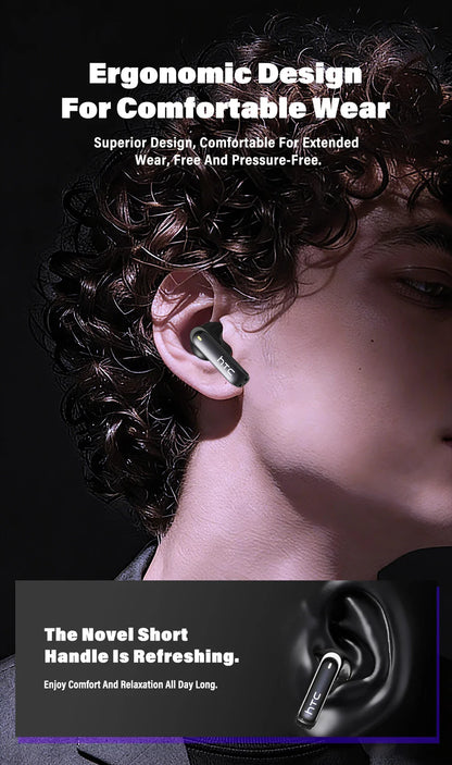 HTC NE70 Bluetooth V6.0 Headphones Smart Touchscreen Wireless Earphones AI Translator Earbuds Gaming Earbuds HD Bass
