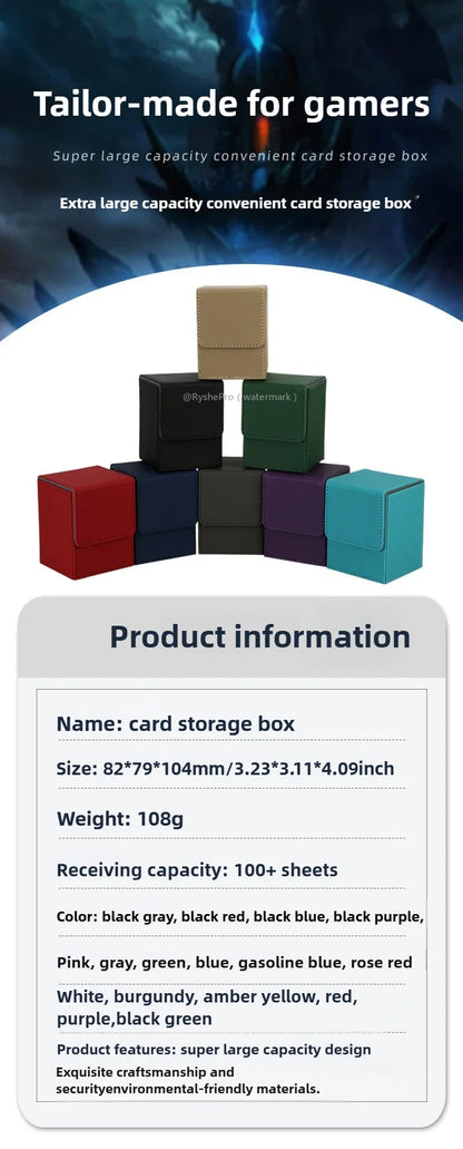 Trading Card Storage Box for 100+Single Sleeved Cards with 2 Dividers Commander Deck Box Compatible with Mtg Card Case