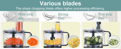 TopStrong 6-in-1 for Chopping, Slicing, Shredding and Kneading Dough, 3 Speeds with Pulse, 2L Mixing Bowl 800W Food Processor