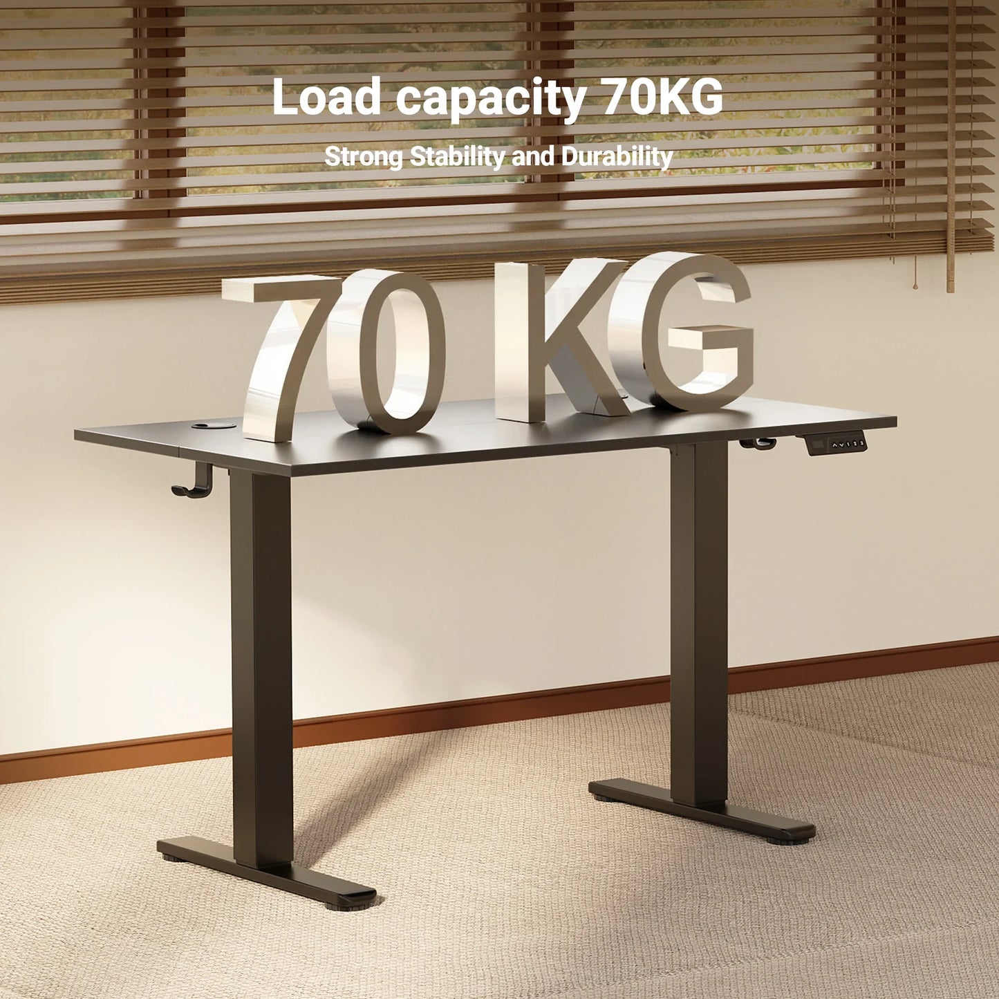 Standing Desk Adjustable Height, Electric Stand With Splice Board for Home Office Computer Workstation, Black