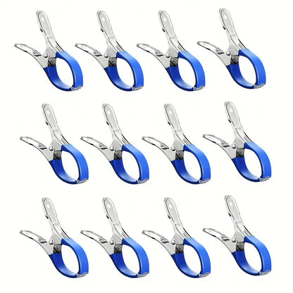 10pcs Durable Stainless Steel Pool Cover Clips with Plastic Handles - Heavy Duty Windproof Spring Clips
