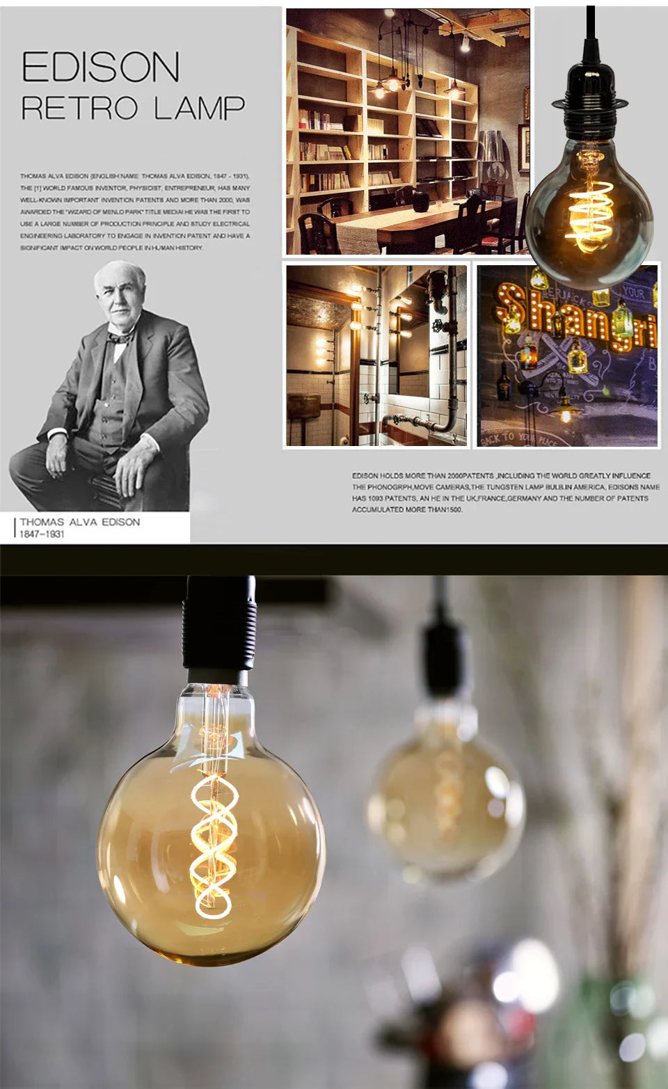 E27 LED Filament Light Bulb 220V 4W A60 ST64 T45 T185 G80 G95 G125 Retro Vintage ampoules LED Edison Lamp Spiral Bulb For Home