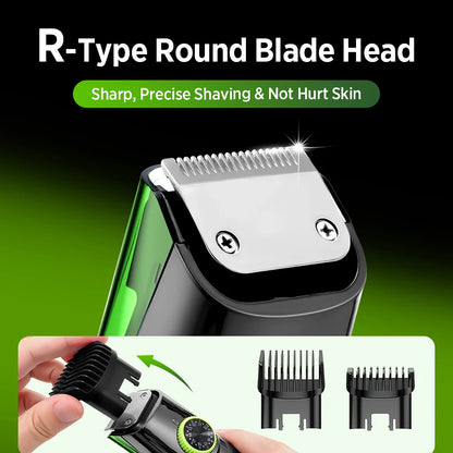 Cordless Men Beard Trimmer Rechargeable Electric Shaver with 20 Trim Built-in Vacuum Clipper for Mustache Sideburns Grooming Kit