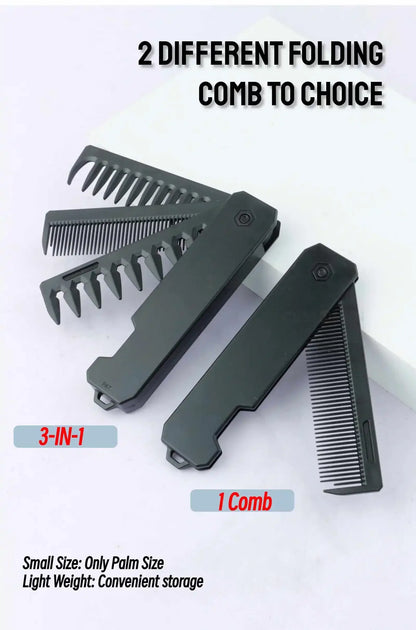 Professional 3 in 1 Pocket Folding Combs Wide Tooth Oil Head Comb Beard Combing Barber Hair Clipper Comb Salon Hair Styling Tool