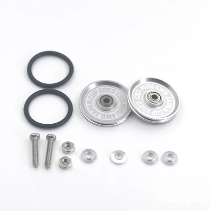 2pcs 15418 13-12mm Aluminum Alloy Guide Rollers 15461/15426 2023Jcup 95160 19mm Roller With Rubber Ring Tamiya Mini 4WD Homemade