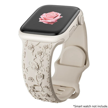 For Apple Watch Band 42mm 41mm 40 45mm 49mm 44mm Floral Engraved bracelet correa for iwatch series11 10 9 7 SE 6 8 Ultra 2 Strap