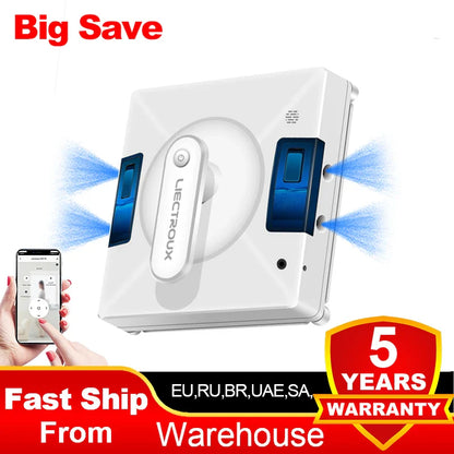 Robot Window Cleaner Liectroux YW509, 4-Way Water Spray,Home Glass Floor Window Robot Vacuum Cleaner,Strong Vacuum,Smart Memory