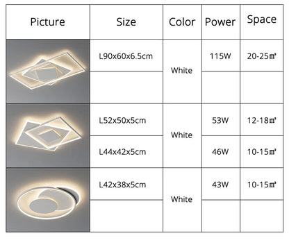 Modern Nordic Led Ceiling Light Square Minimalist Lamps for Kitchen Living Dining  Room Art Home Decoration Chandelier