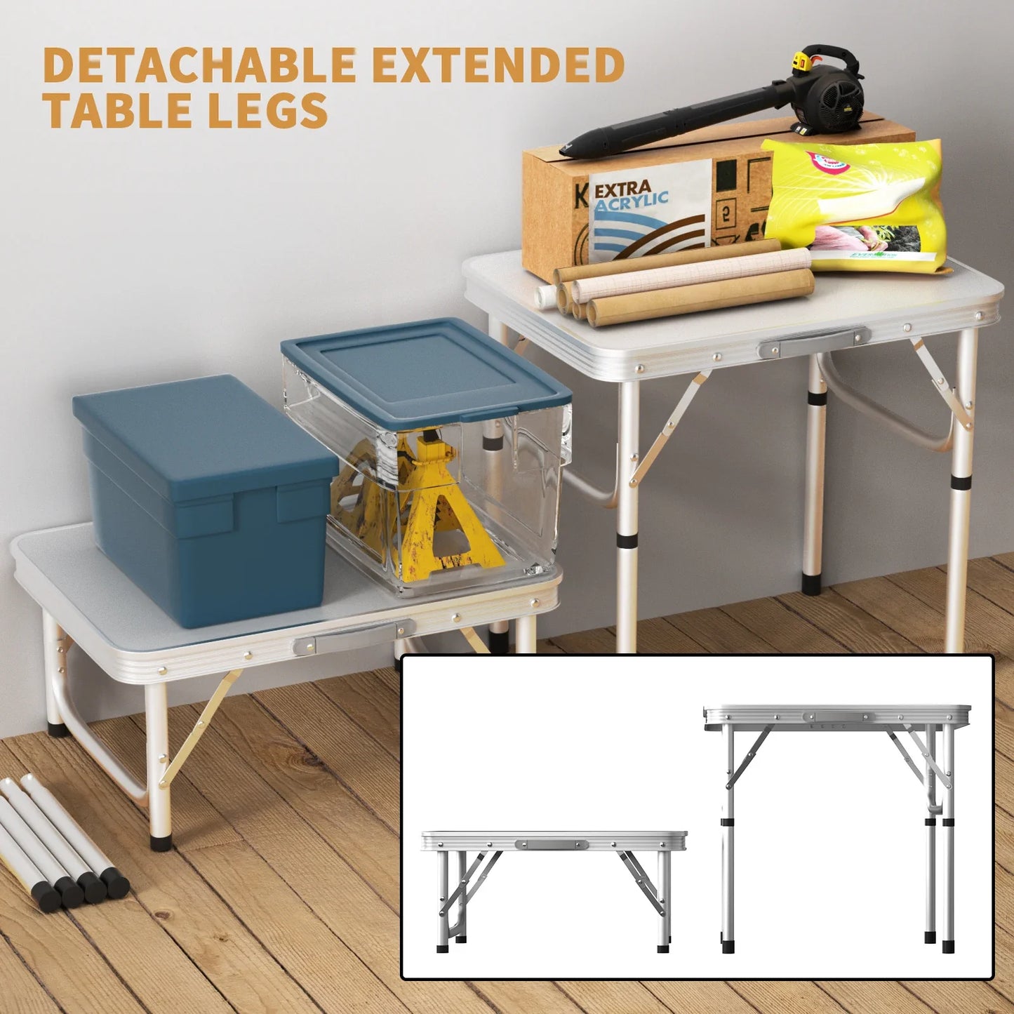Folding Picnic Table Outdoor,Folding computer table,2x1.5x1/2Ft, for Homework Compact Handy Camping Table Garden Party BBQ