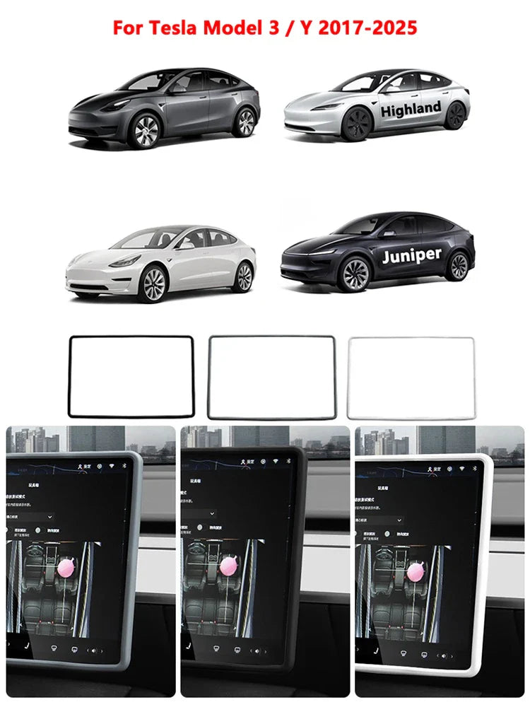 For Tesla Model 3 / Y Silicone Protective Frame Edge Cover Central Control Display Navigation Screen Protector Car Accessories