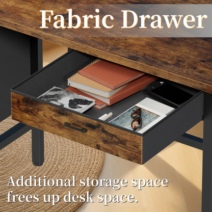 Reversible Computer Desk with LED Lights and Drawer, L Shaped Corner Gaming Desk with Storage Shelves & Bag, Desk Shelf for