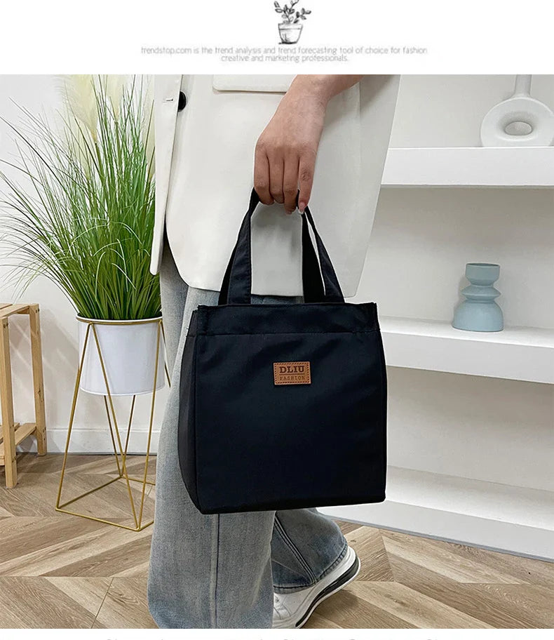 Large Capacity Lunch Bag with Aluminum Foil Insulation for Work, Simple and Practical Top Handle Bag