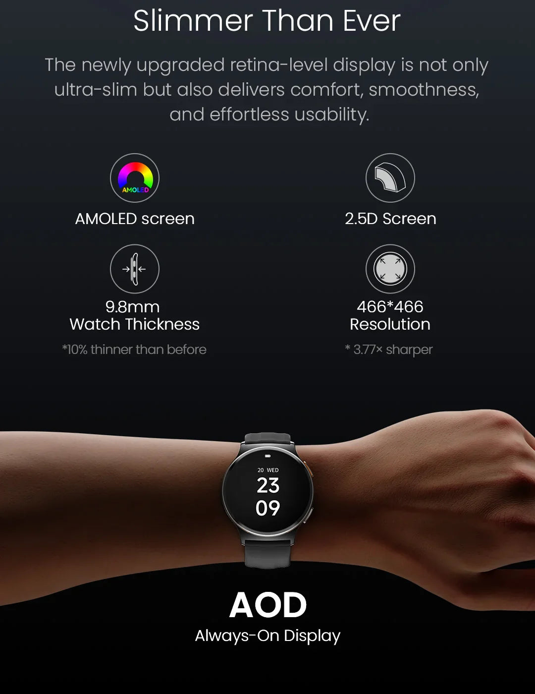 HAYLOU Solar Lite 2 Smartwatch 1.43'' AMOLED Display 24h Health Monitoring 150+ Sports Modes Voice Calling Smart Watch 1ATM
