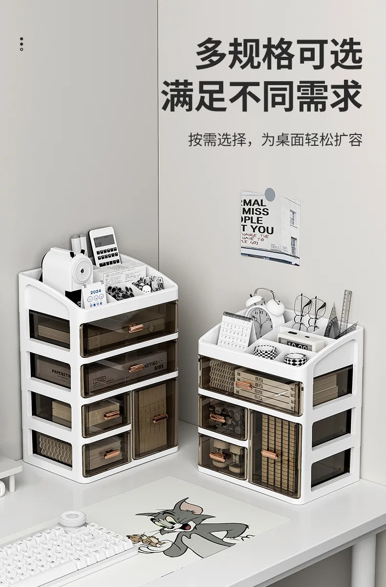 Desktop Large Capacity Storage Box Makeup Table Skincare Organizer Multi-Layer Drawer Storage Box for Students