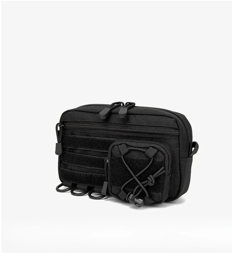 Tactical Molle Horizontal Admin Pouch with Front Drawstring Pocket EMT Pouch EDC Utility Orgaznier Bag Hunting Fanny Pack
