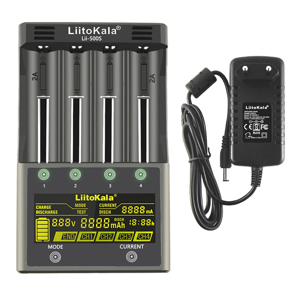 Liitokala lii-600 lii-500 lii-500S LCD 3.7V 1.2V 18650 26650 21700 Battery Charger,Test the battery capacity Touch control