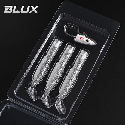 BLUX Happy Sandeel 11cm 17g Soft Live Eel Fishing Lure Paddle Tail Jig Head Hook Vinyls Vibration Artificial Bait Saltwater Gear